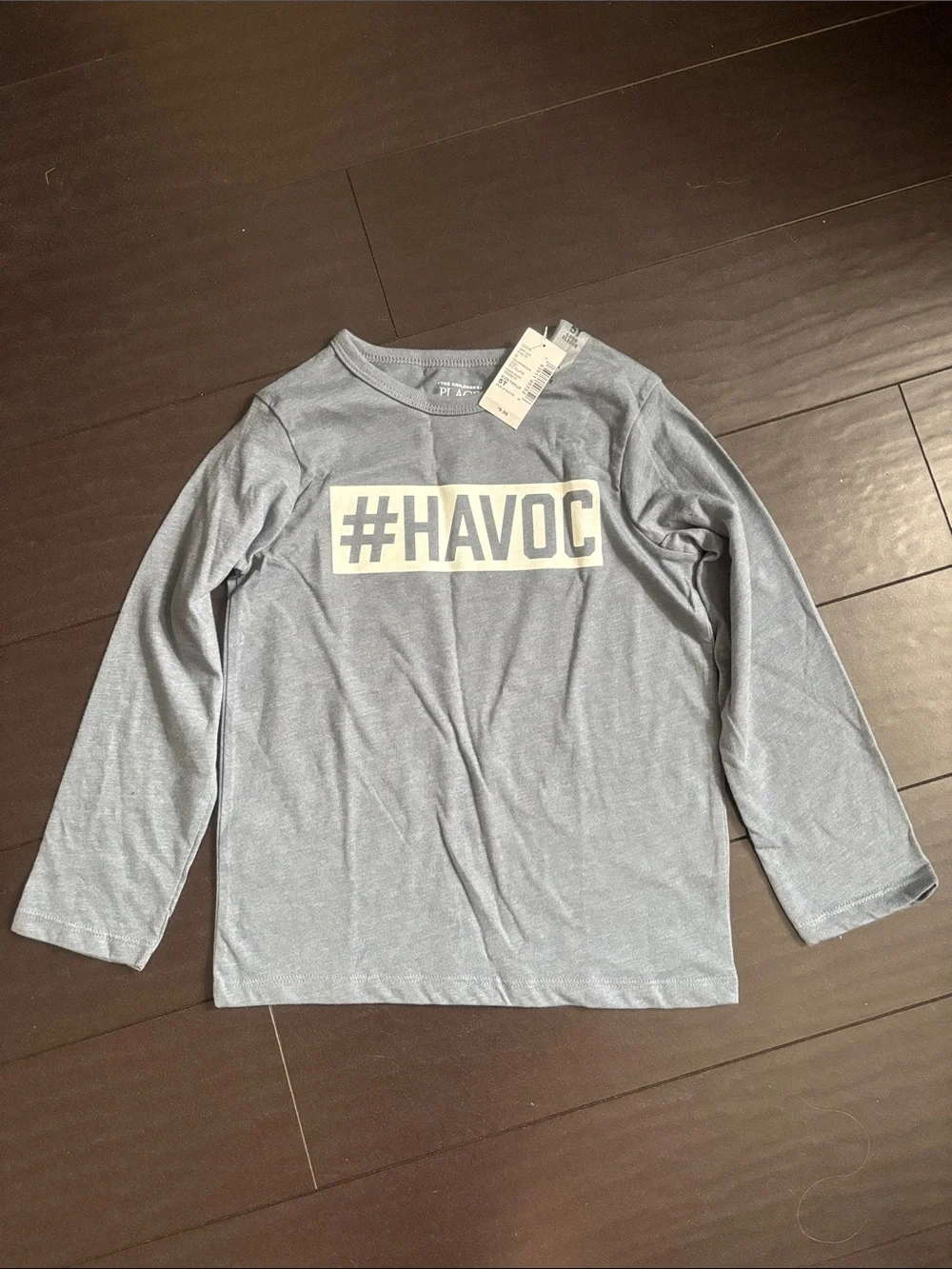 GAP Boys Long Sleeve Tee - Light Blue with White #HAVOC Print